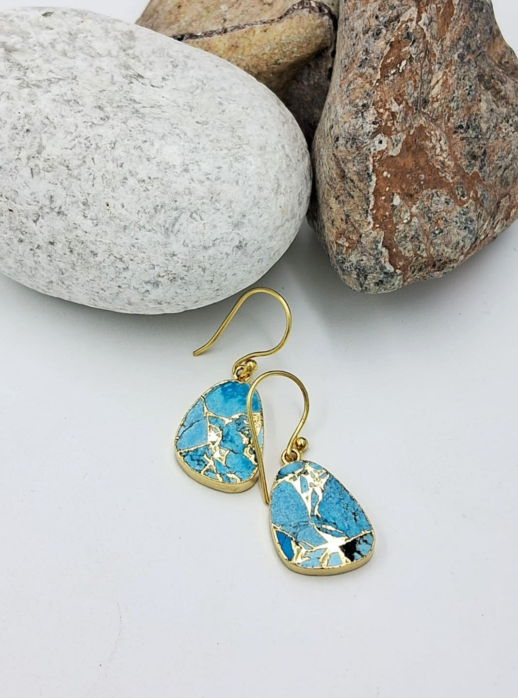 Mohave Petal Drop Semi Precious Dangler Earrings - QUEENS JEWELS