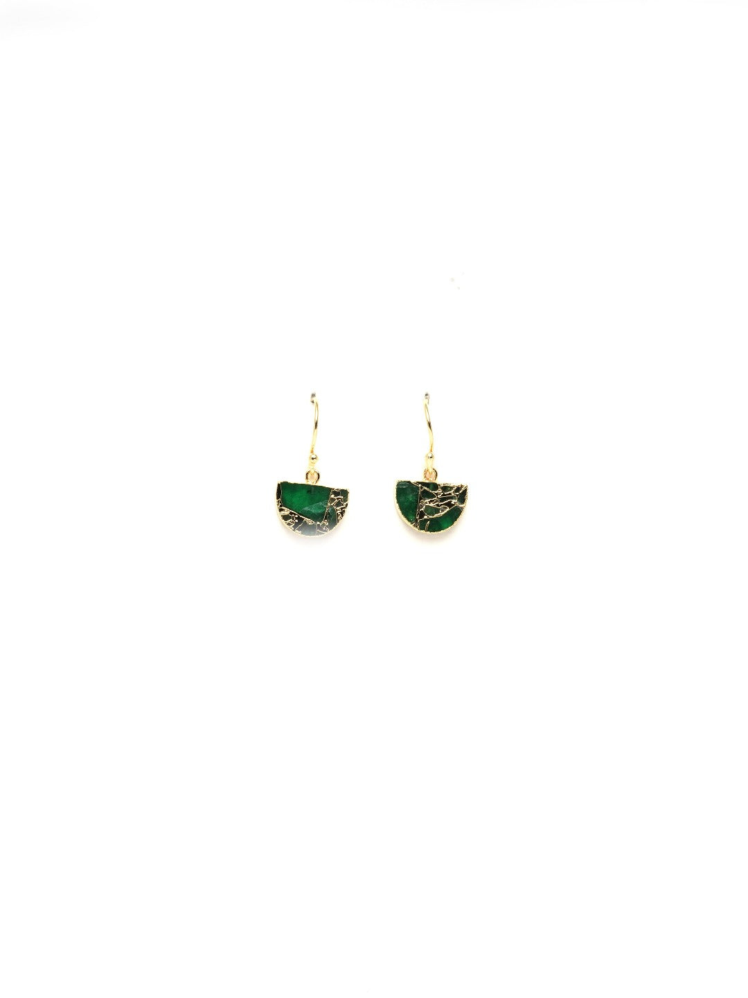 Half Moon Gold Plated Danglers - QUEENS JEWELS