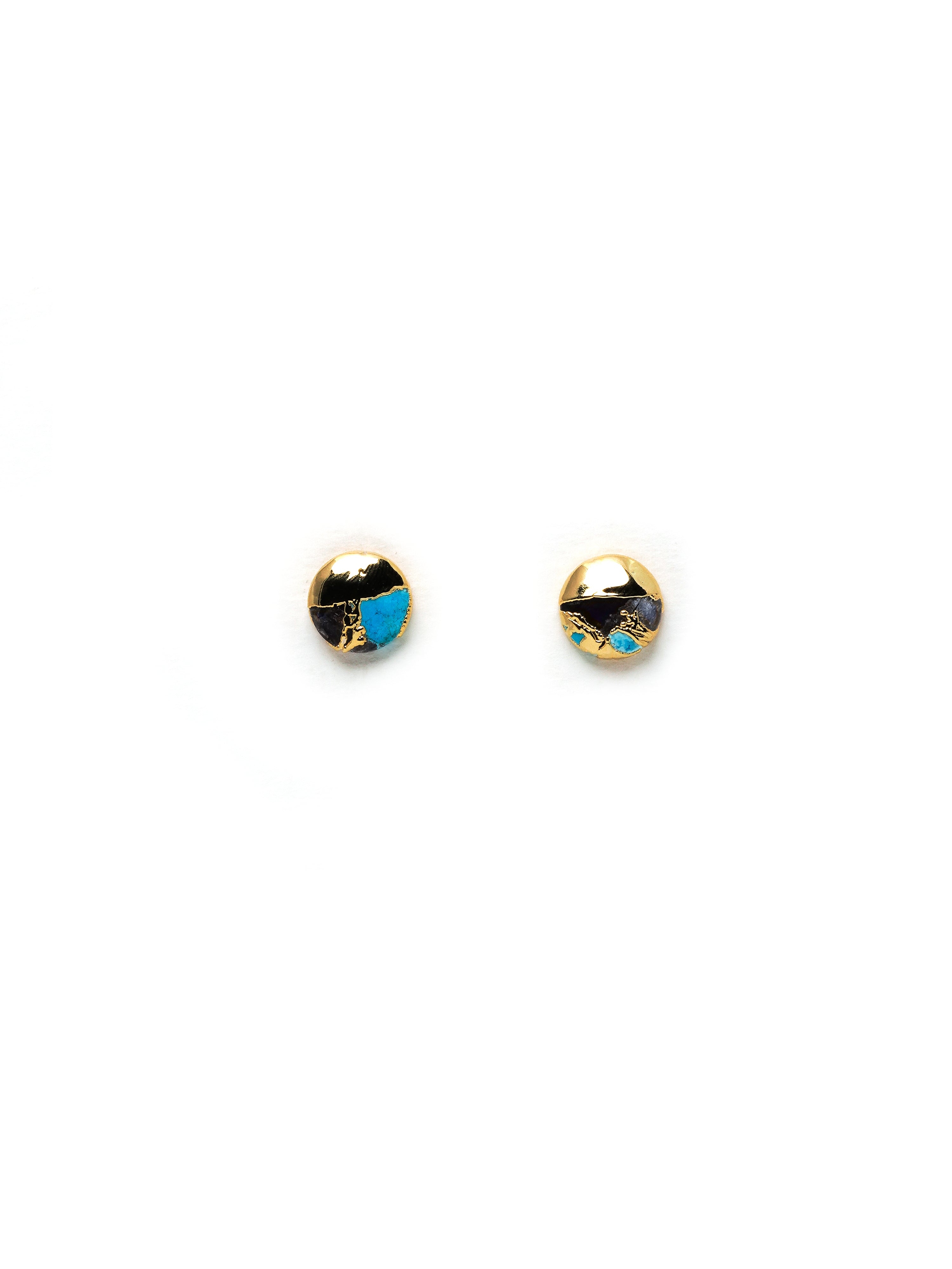 Stunning Gold Plated Round Studs - QUEENS JEWELS