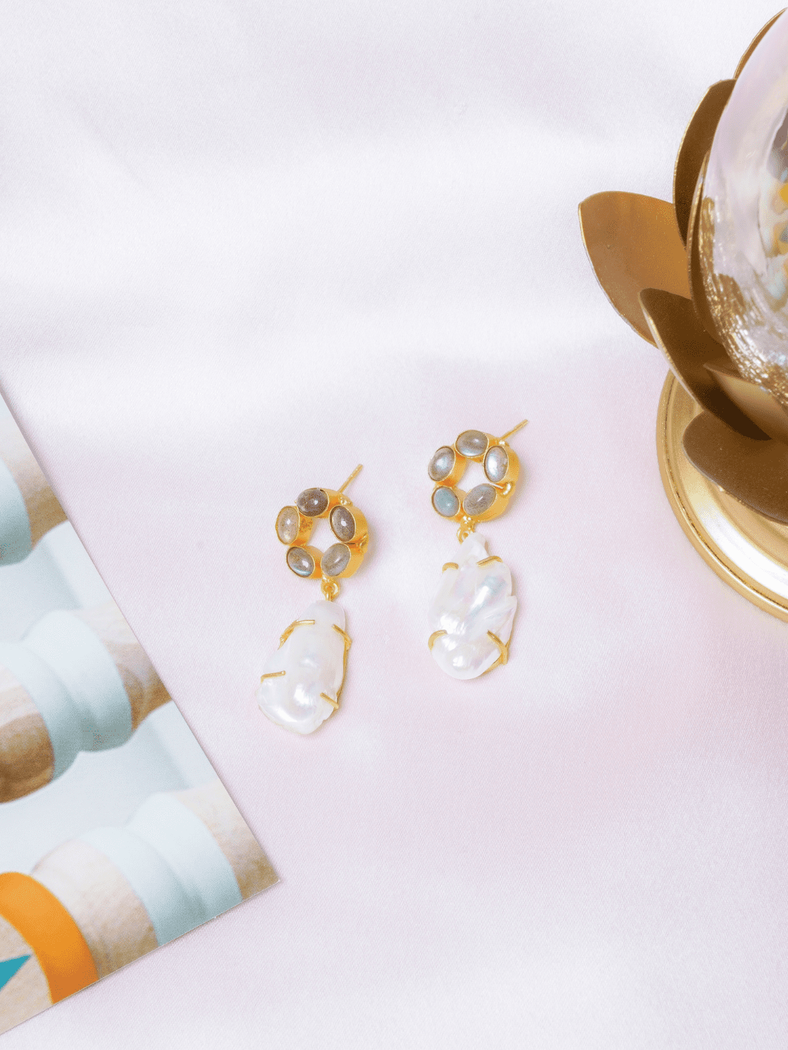 Pearl Labradorite Earrings - QUEENS JEWELS