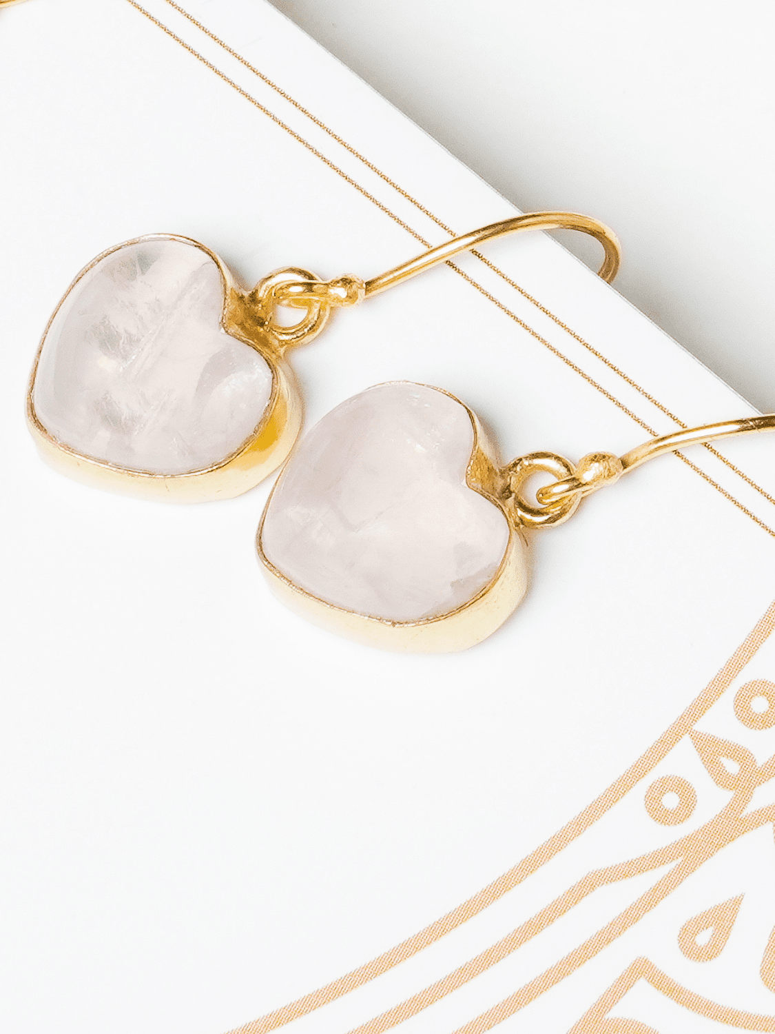 Rose Quartz Heart Earrings - QUEENS JEWELS