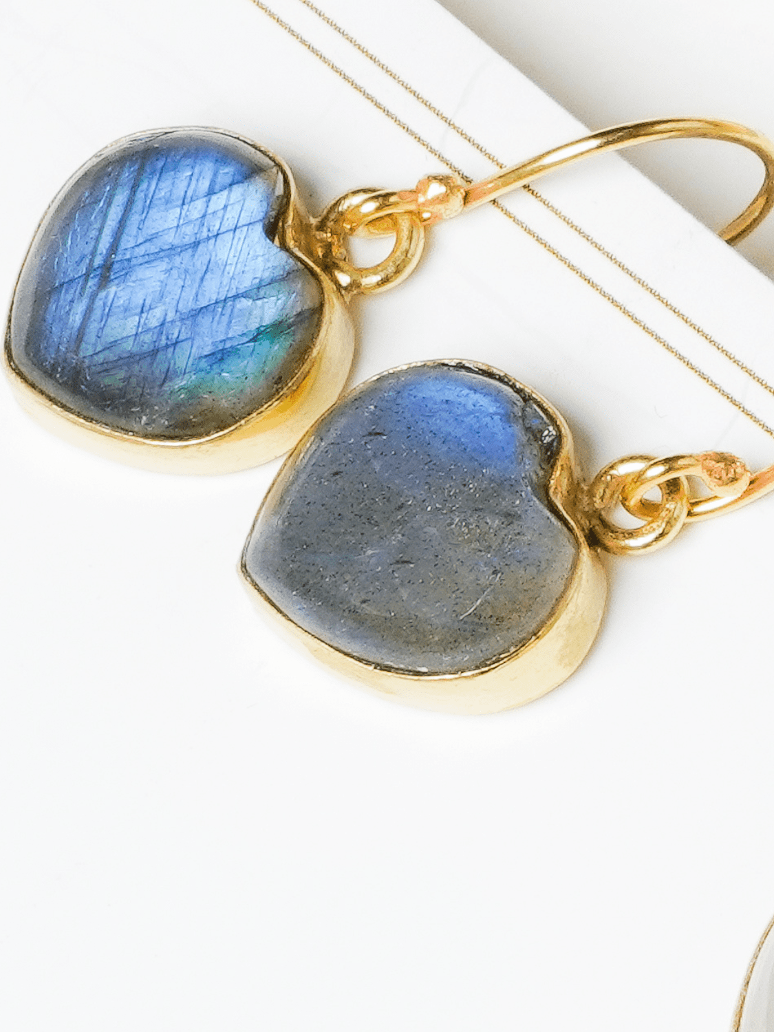 Labradorite Heart Earrings - QUEENS JEWELS