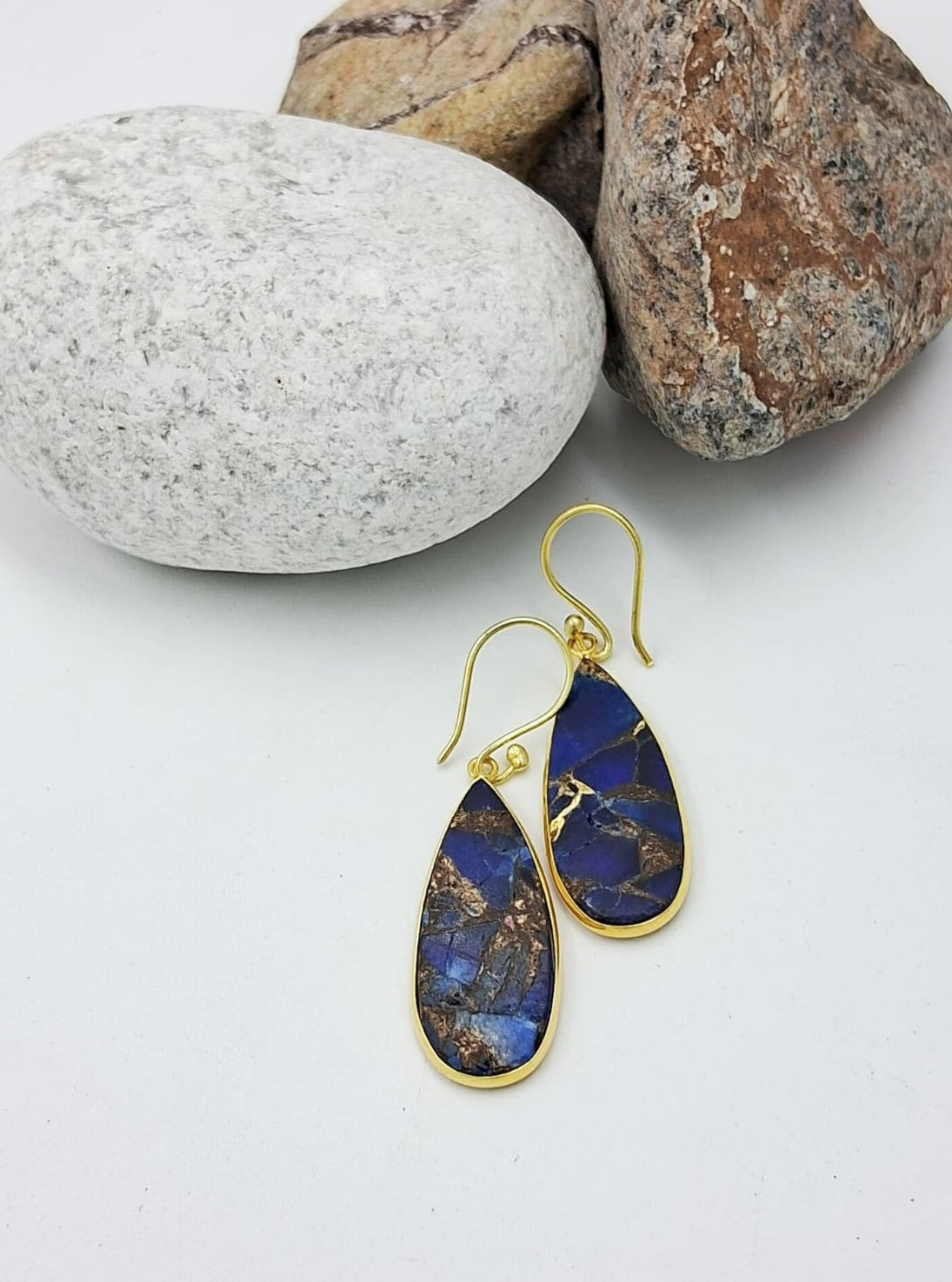 Mohave Rain Drop Semi Precious Dangler Earrings - QUEENS JEWELS