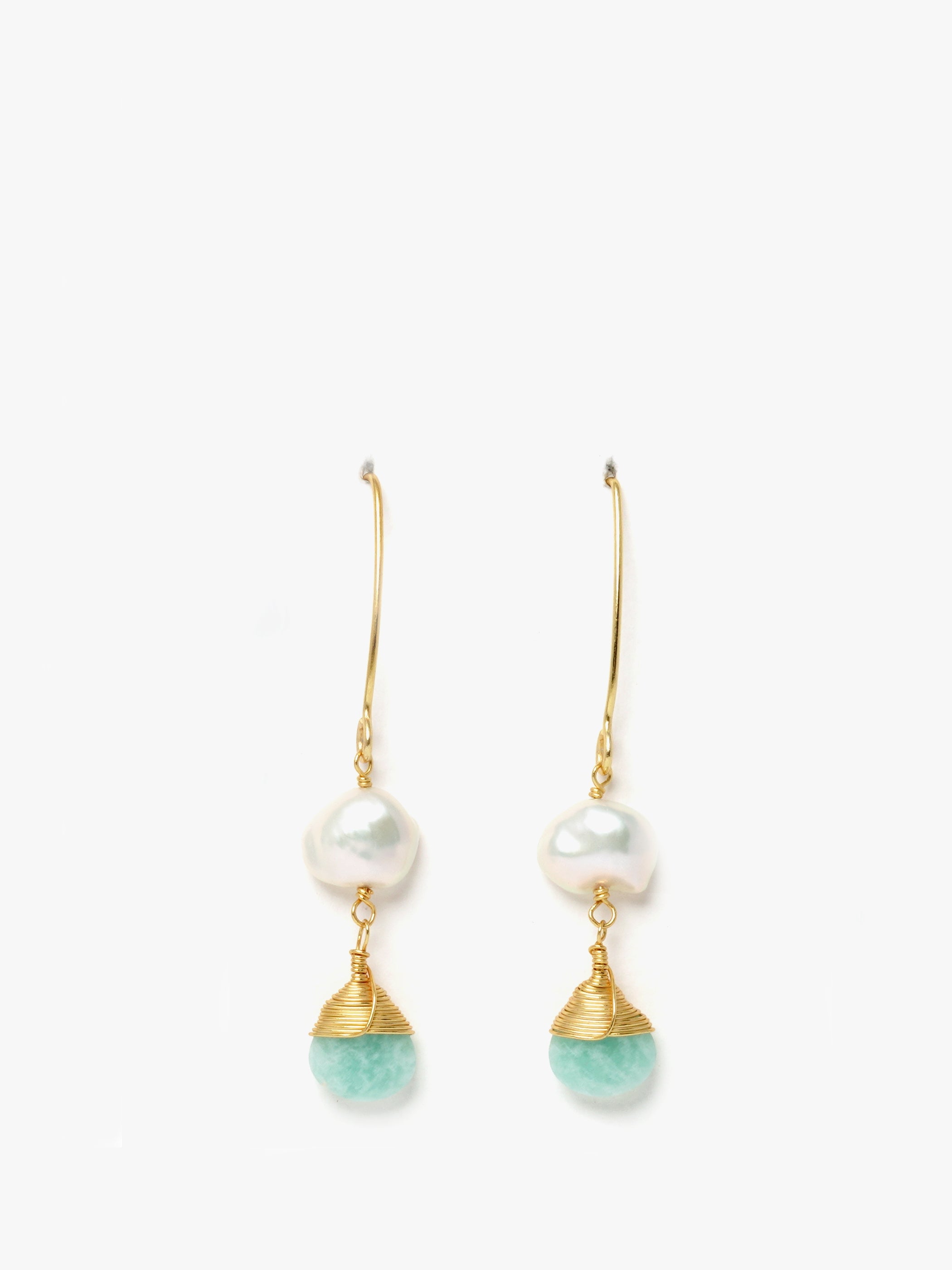 Pearl & Gemstone Drop Danglers - QUEENS JEWELS