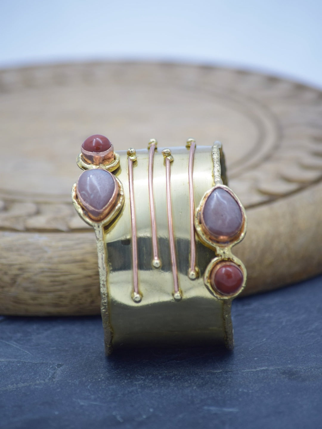 Elegant Medusa Semi Precious Stone Cuff - QUEENS JEWELS