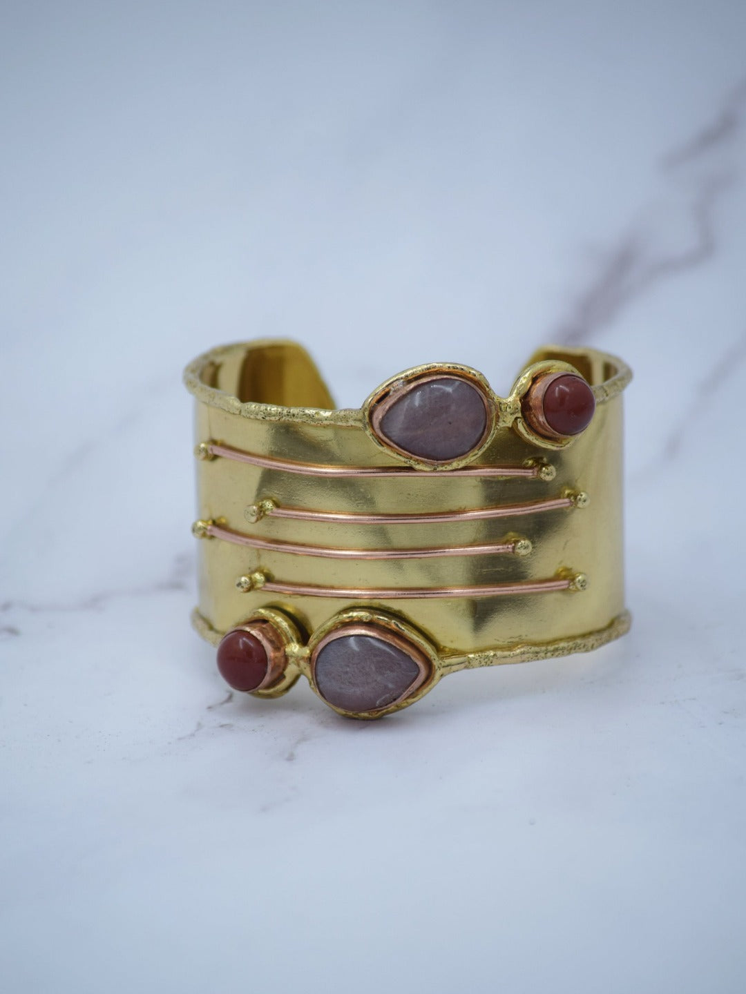 Elegant Medusa Semi Precious Stone Cuff - QUEENS JEWELS