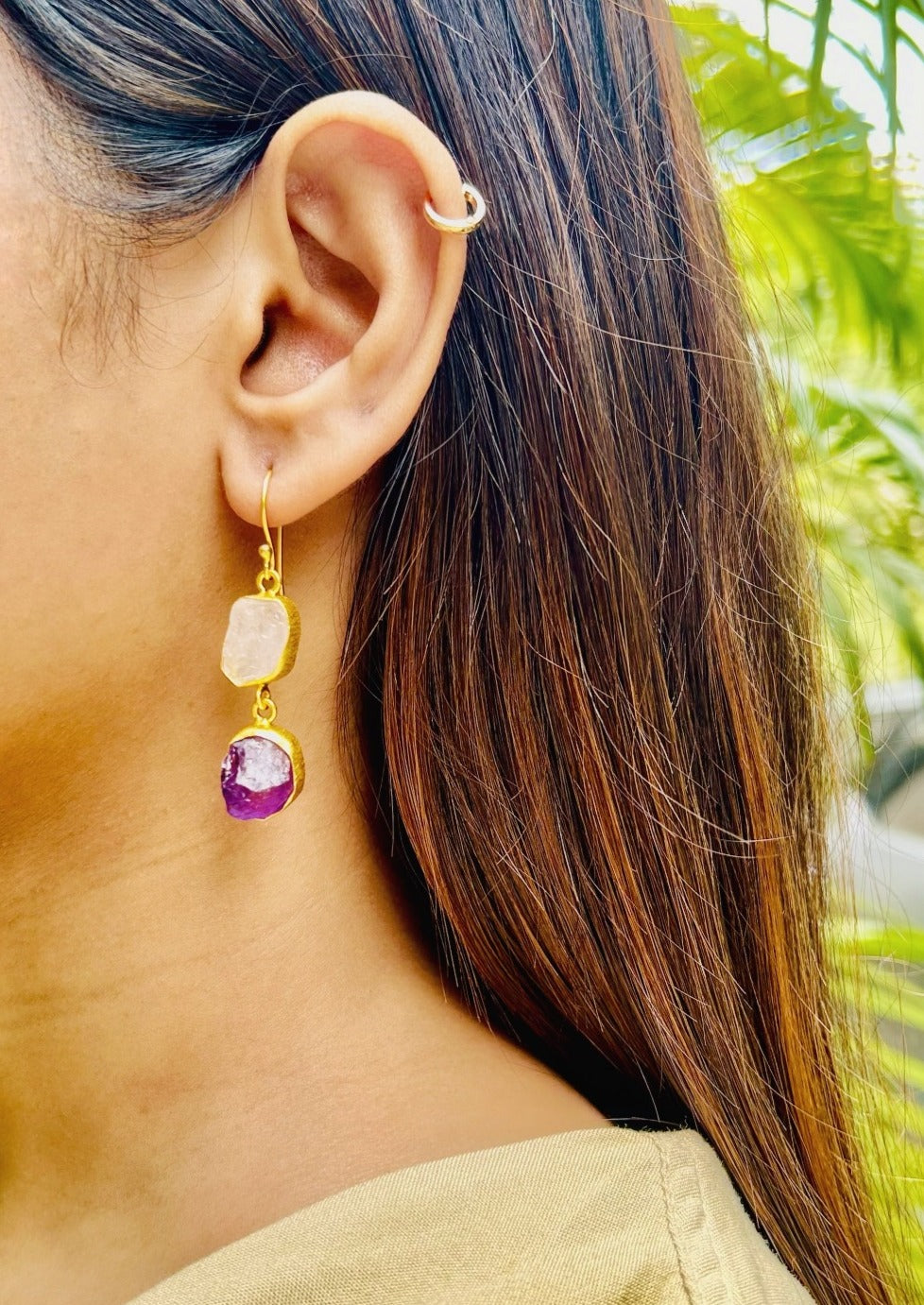 Dainty Two Stones Earrings - QUEENS JEWELS