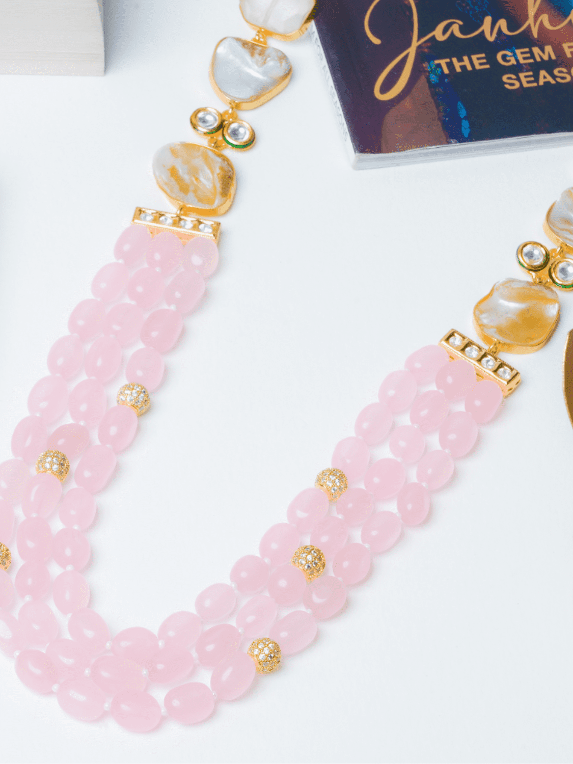 Pink Multilayered String Necklace Set (26 inches) - QUEENS JEWELS
