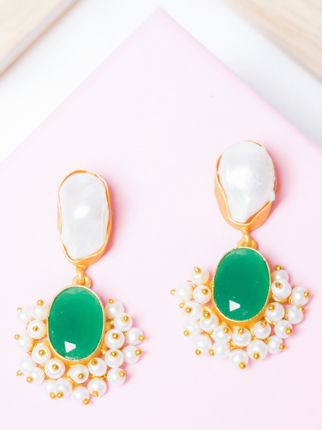 Pearl n Stone Danglers - QUEENS JEWELS