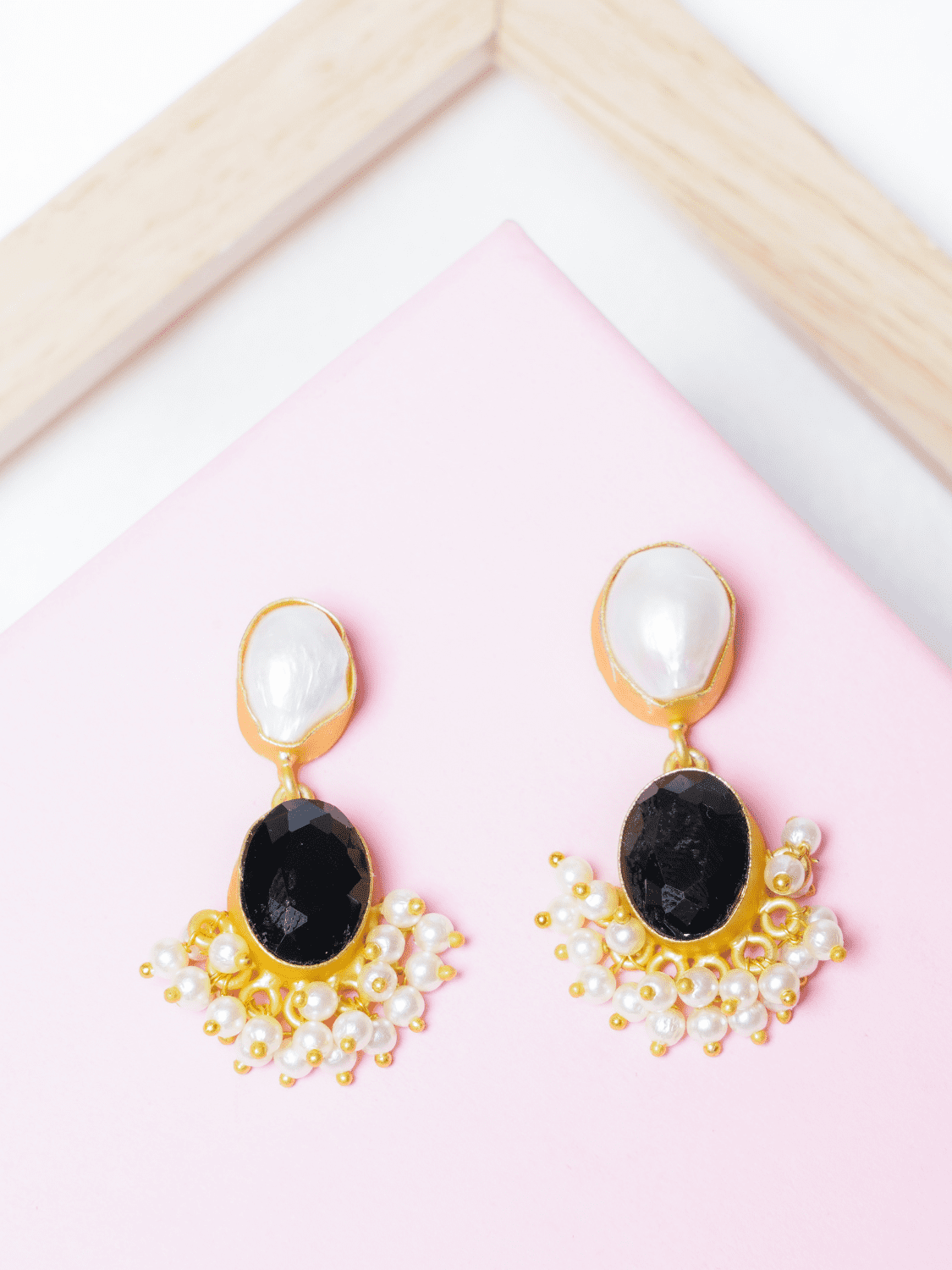 Pearl n Stone Danglers - QUEENS JEWELS