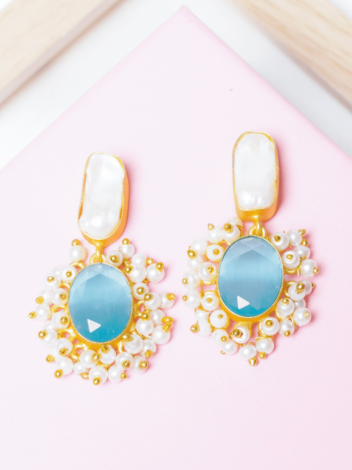 Pearl n Stone Danglers - QUEENS JEWELS