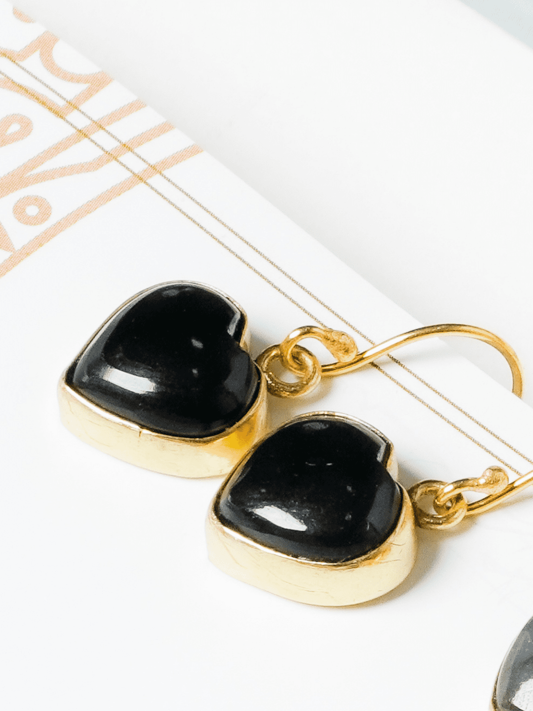 Black Onyx Heart Earrings - QUEENS JEWELS