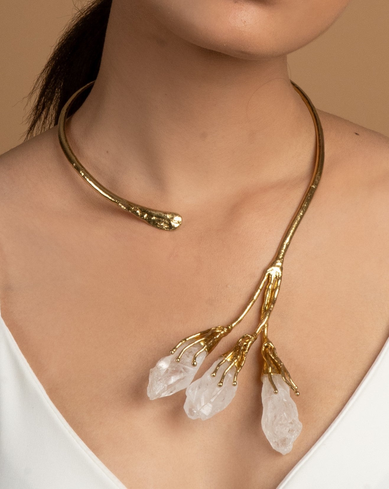 Gold Plated Crystal Necklace - QUEENS JEWELS