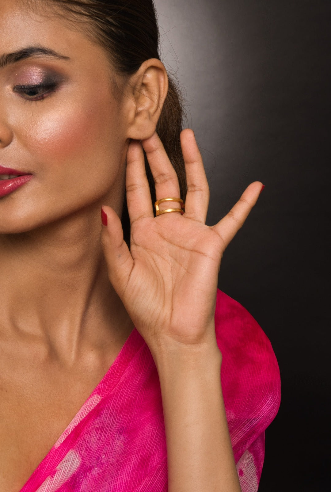 Ashley Gold Plated Casual Adjustable Ring - QUEENS JEWELS