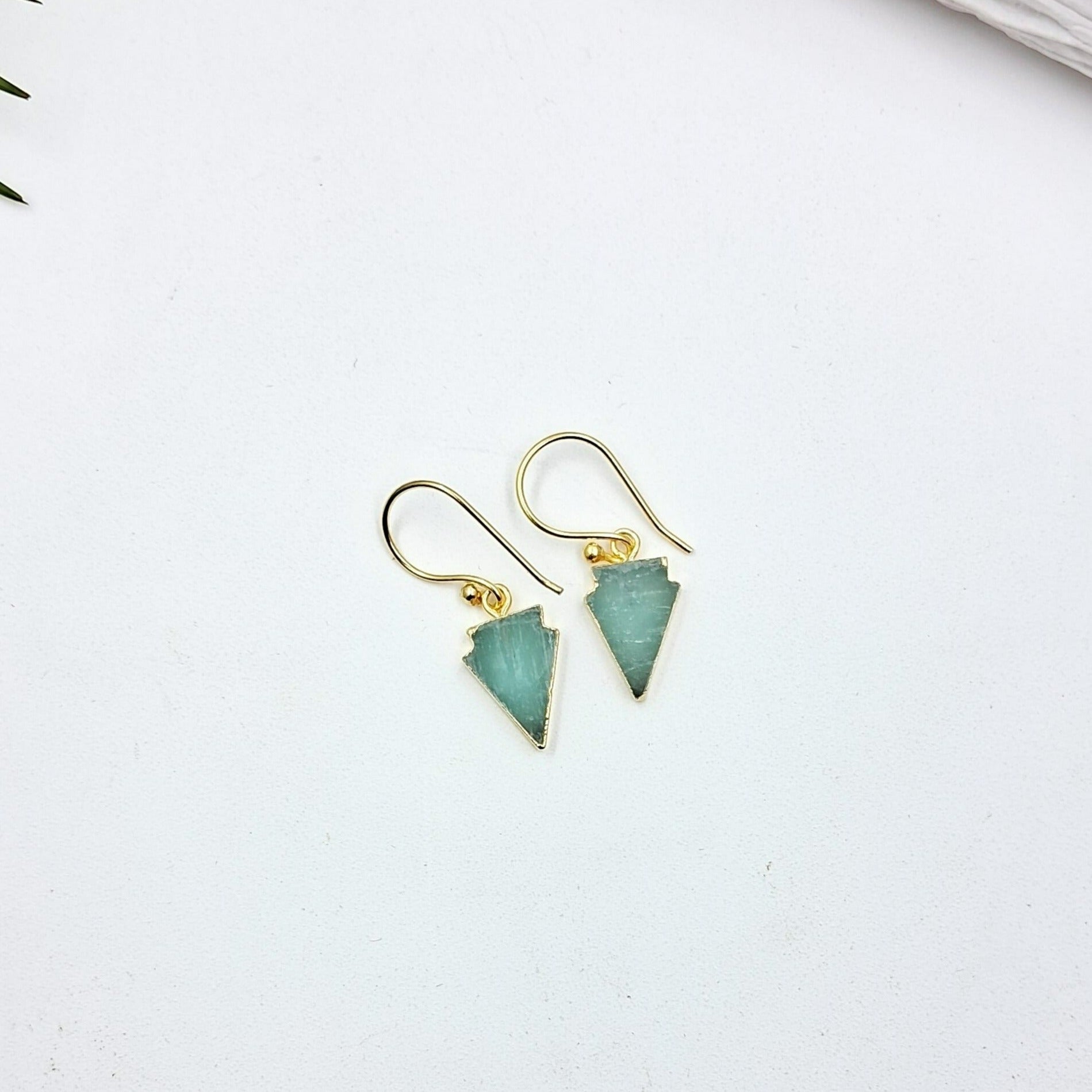 Mohave Triangle Semi Precious Dangler Earrings - QUEENS JEWELS
