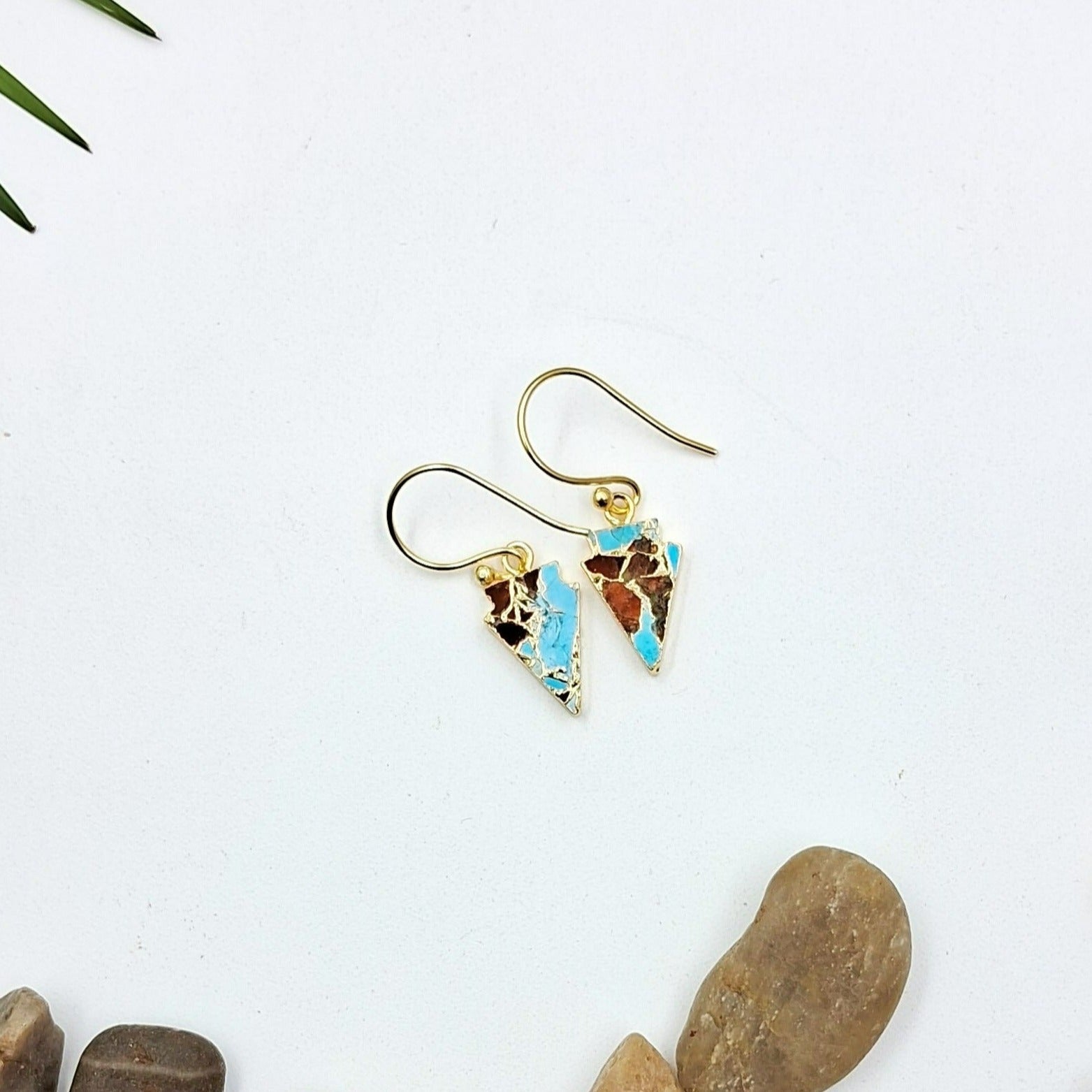 Mohave Triangle Semi Precious Dangler Earrings - QUEENS JEWELS