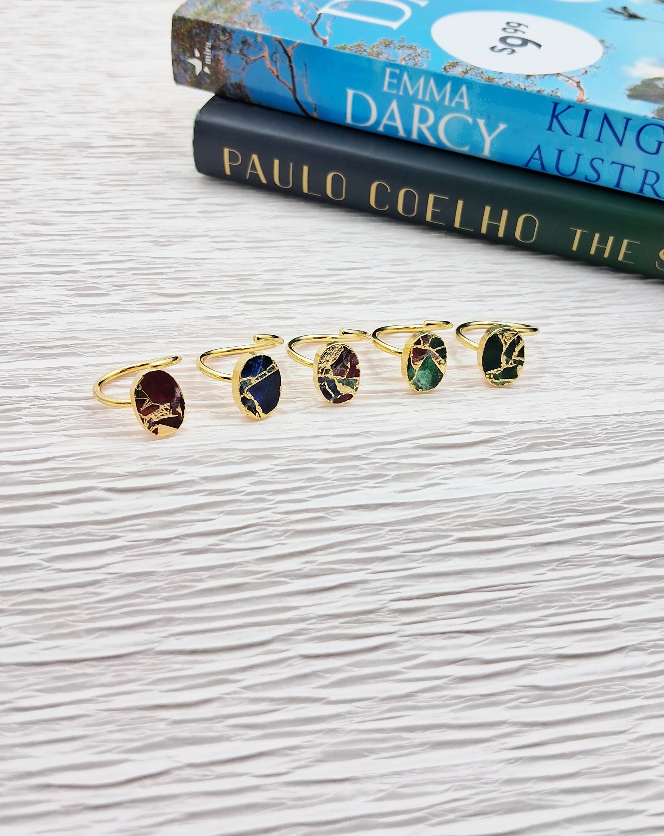 Mohave Oval  Shaped Semi Precious Stone Adjustable Ring - QUEENS JEWELS